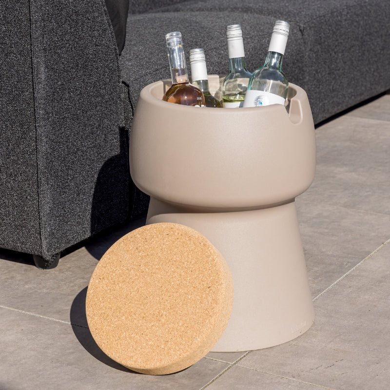 Wijnkoeler, kruk & bijzettafel Champ Coolstool Taupe's Touch