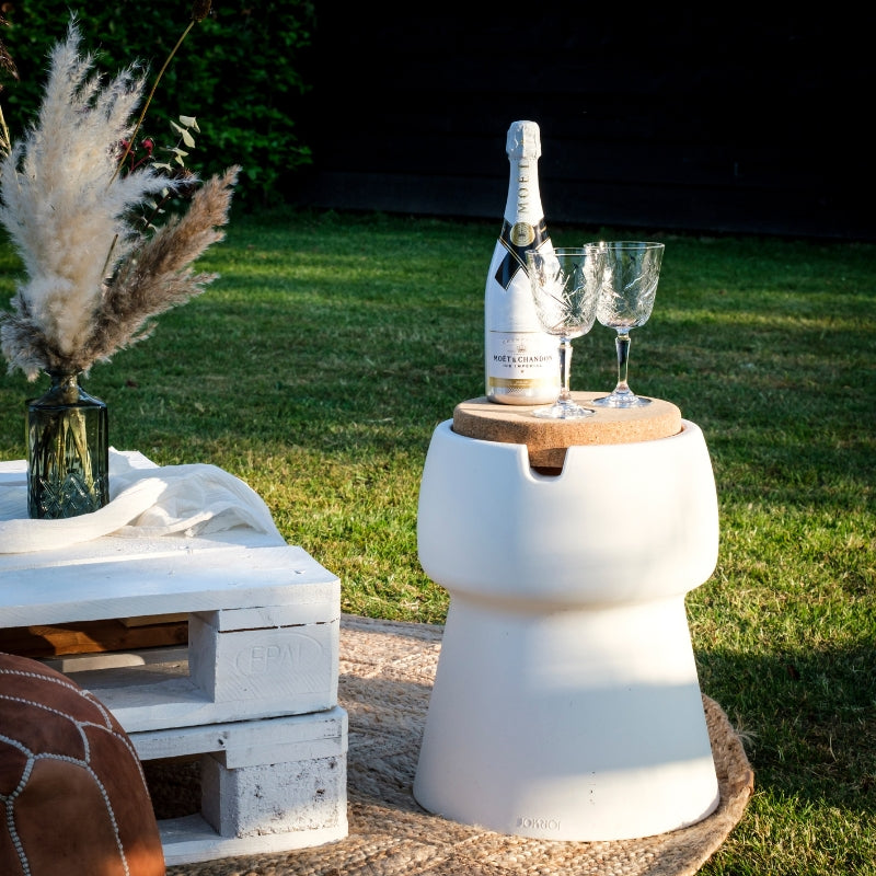 Wine cooler, stool & side table Champ Coolstool Off White