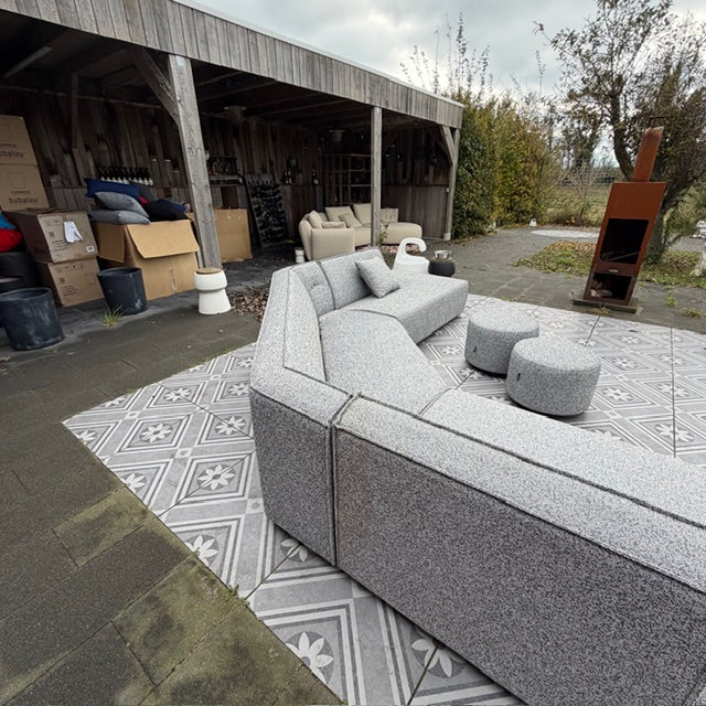 SALE overtollige voorraad | KniQ Lounge in Deluxe STEEL + 2x poef 50cm