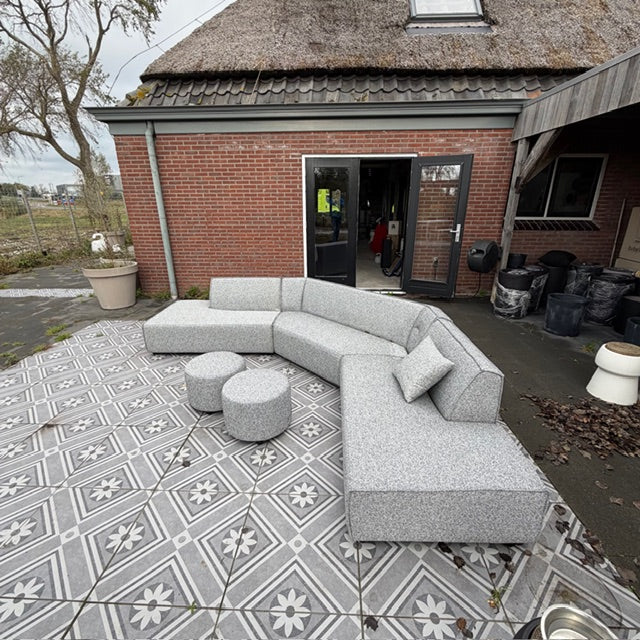 SALE overtollige voorraad | KniQ Lounge in Deluxe STEEL + 2x poef 50cm
