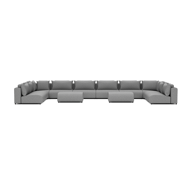 Luxury loungeset u-sofa 340x680x340 + 2 hockers