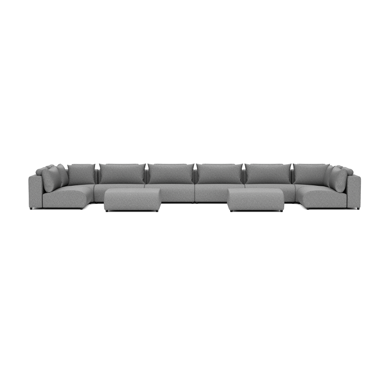 Luxury lounge set u-sofa 230x680x230 + 2 hockers