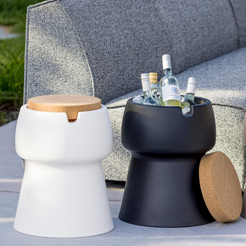 Wijnkoeler, kruk & bijzettafel Champ Coolstool Off White