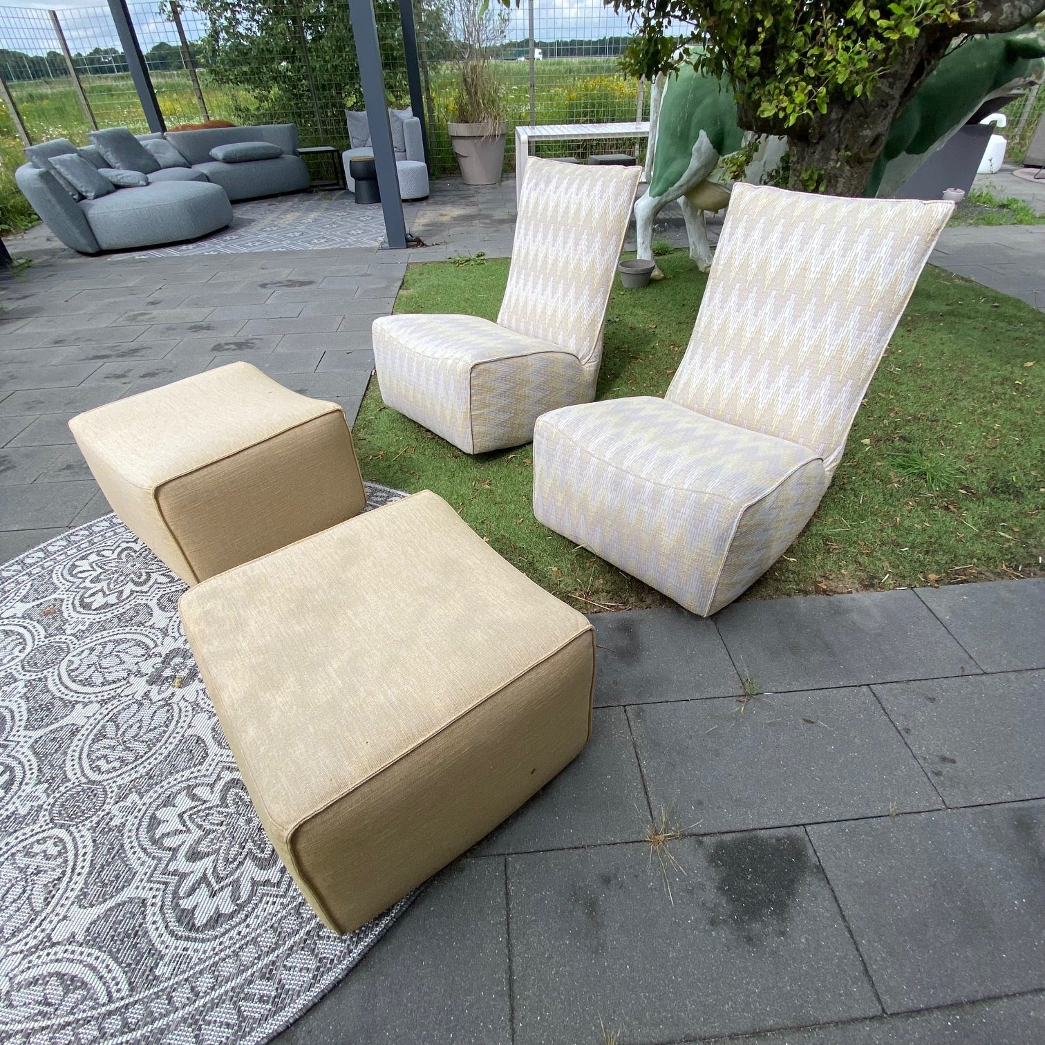 SALE |  Schommel set + hocker in Softline design Zigzag curry