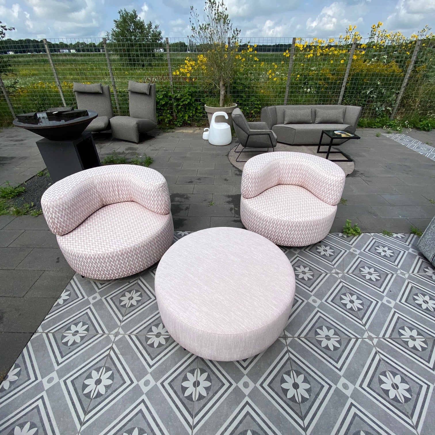 SALE |  Set Rotonde + hocker in Softline design hexagon vintage