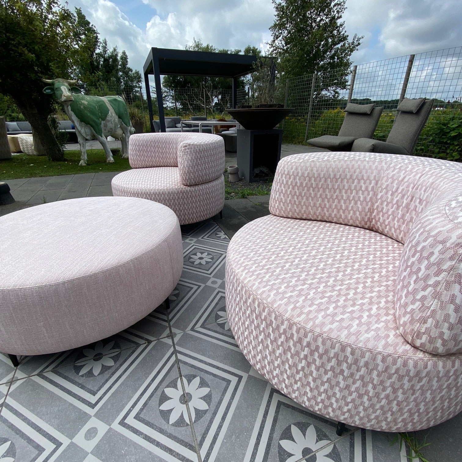 SALE |  Set Rotonde + hocker in Softline design hexagon vintage