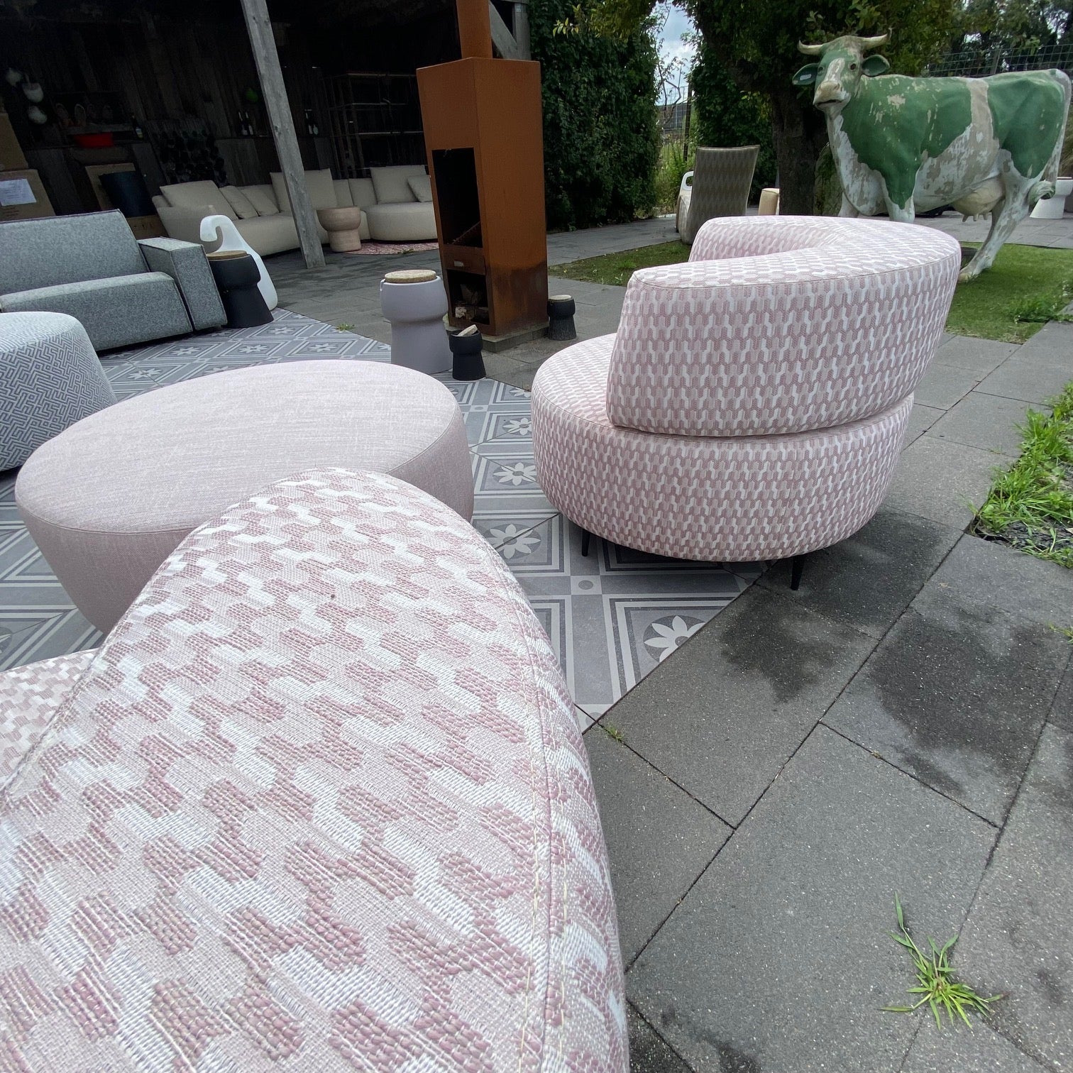 SALE |  Set Rotonde + hocker in Softline design hexagon vintage