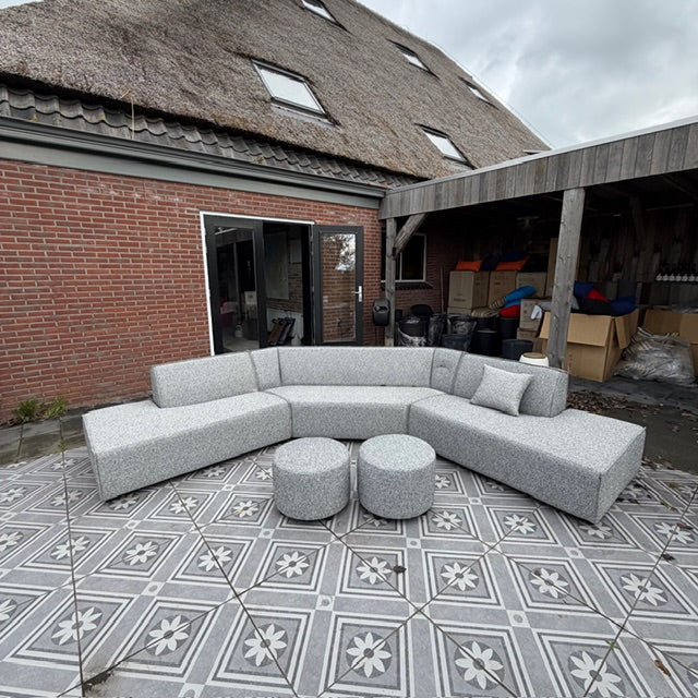 SALE overtollige voorraad | KniQ Lounge in Deluxe STEEL + 2x poef 50cm