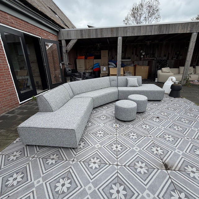 SALE overtollige voorraad | KniQ Lounge in Deluxe STEEL + 2x poef 50cm