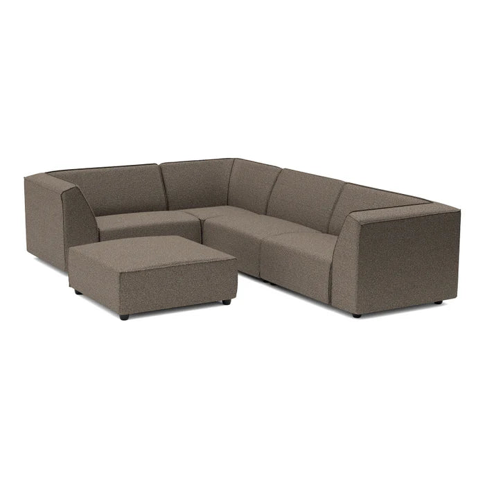 SALE | Icon 6 zits hoek + hocker in Deluxe light taupe