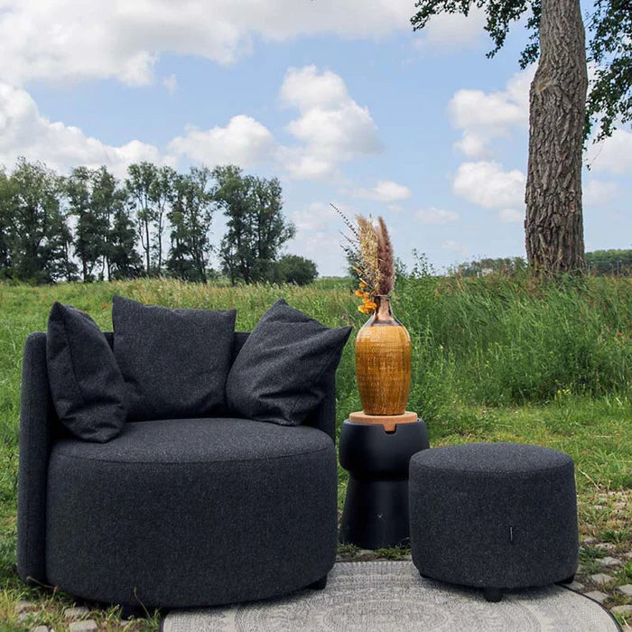 SALE overtollige voorraad | Roundabout fauteuil + poef 60 cm rond in Antraciet