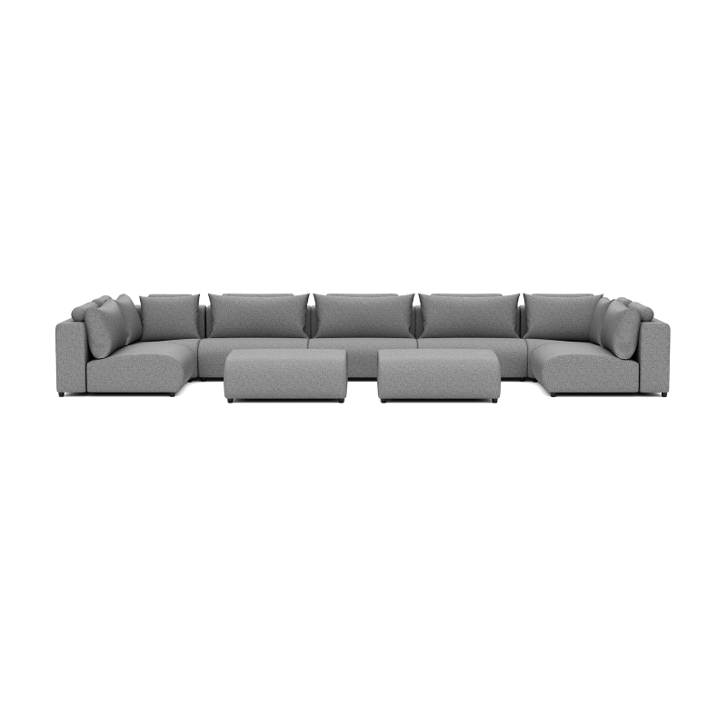 Luxury lounge set u-sofa 230x570x230 + 2 hocker